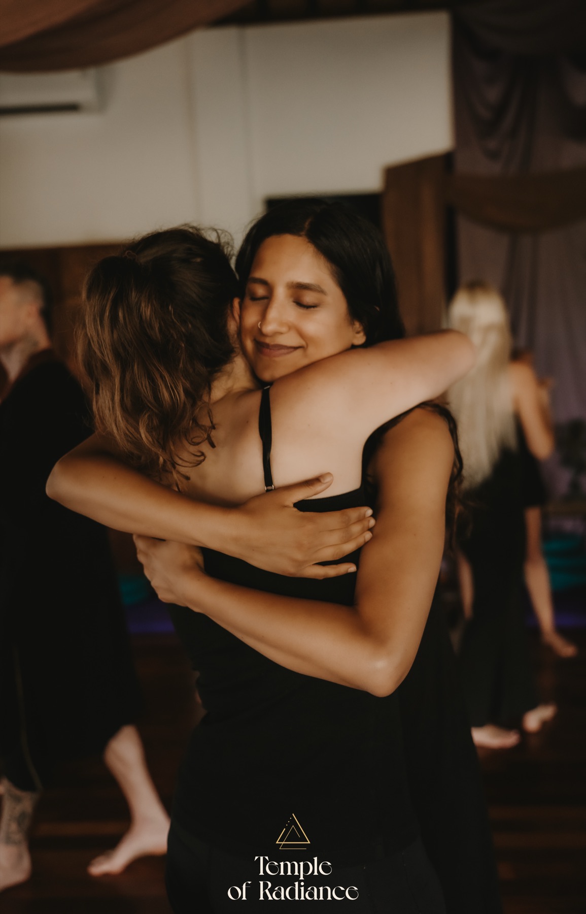 Two people embracing at The Art of Embodied Connection&trade; workshop, Amsterdam